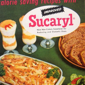Vintage 1950s Sucaryl Cookbook / Recipe Booklet - Low Calorie Cooking - Desserts, Cakes, Cookies, Etc. - Mid Century Modern Illustrations
