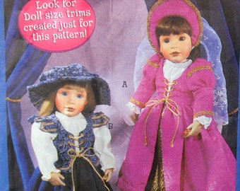 Simplicity 0608 - Vintage 1990s Costumes for 18" Dolls - Renaissance, Medieval, Princess - American Girl - UNCUT DIY Sewing Pattern