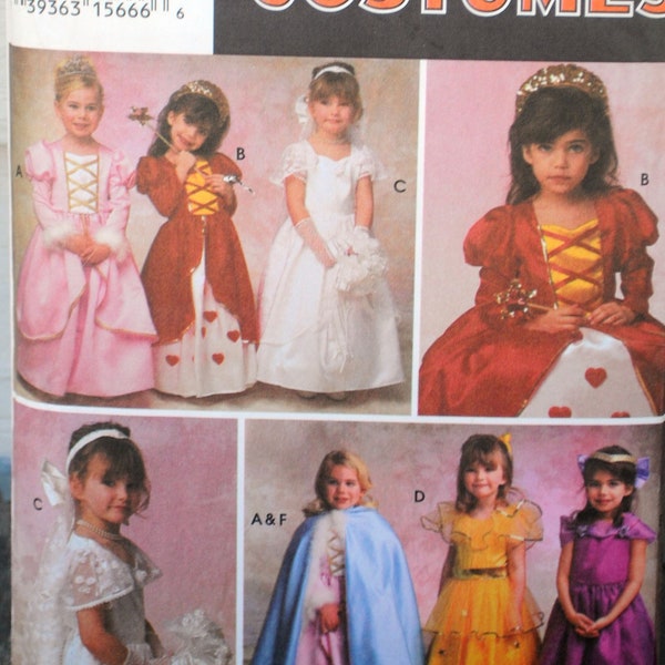 Simplicity 9089 - DIY Toddler & Girls Princess / Bride Dress Up Costumes - Halloween, Cosplay - Queen of Hearts, Cape - Size 2 - 6 UNCUT