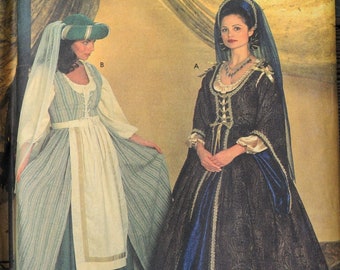 Simplicity 7756 - DIY Renaissance Costumes - Gown, Peasant Dress - Wedding - Cosplay - Halloween - Size 10 - 14 - UNCUT - Lady and Maid