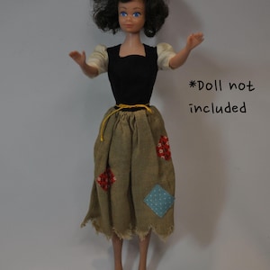 Echte vintage barbiepop-outfit - arme Assepoester #0872 - retro jaren 60, 1964 - klein theaterkostuum