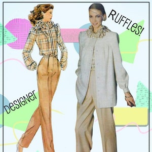Vogue 2729 - American Designers Don Sayres Bluse & Jacke - Edles 80er Jahre Vintage Designer Muster - Größe 14 (Büste 36)