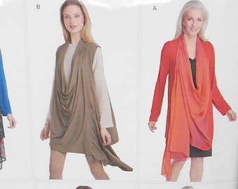 Simplicity 0992 - Boho, Artsy, Draped Jacket or Vest -  Wear it Many Ways!  - Size XS - XXL - Curvy Fashion, Dramatic Style - DiY - UNCUT