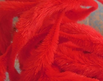 Vintage RED Bump Chenille Fuzzy Wire Stems - By The Yard - Pipe Cleaner - Hard to Find - Excellent Condition  - 1960s 1970s RARE