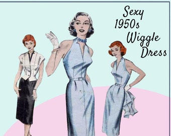 Butterick 6091 - Very Rare 1950s Halter Dress & Jacket - Super Sexy Retro Style - Evening Dress - 1952 Vintage Pattern - Bust 32