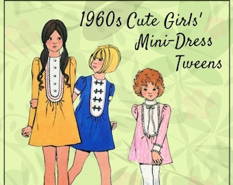 Butterick 6115 - Vintage 1960s Girls' / Tweens' Mini-Dress - Easter Dress - Retro - Yoke - Feminine - Size 10 (Bust 28.5) - A-Line - DIY