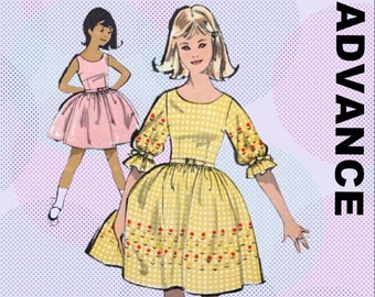 Advance 2810 - DIY Girls' Party Dress w/ Full Skirt - Sundress - Vintage 1950s / 1960s - Special Occasion, Easter Dress, Size 7