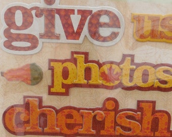 K&C Company Adhesive Chipboard Scrapbook Embellishments - Thanksgiving, Holiday, Fall, Autumn - Scrapbooking, Keepsake, Johnny Yanok - NEW