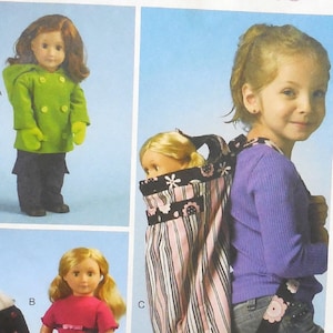 McCall&#39;s 6854 - DIY Doll Clothes for 18&quot; Dolls, American Girl, Gotz - Doll Backpack, Carrying Case - Coat, Pants, Mittens - CUTE Gift Idea