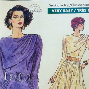 Vogue 7355 Dramatic Vintage Vogue Draped Dress Cocktail Dress 1980s Full or Slim Skirt Size 14 Bust 36 New Wave Sewing Pattern image 2