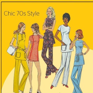 McCall&#39;s 3210 - Cute DIY 1970s Tunic, Dress, Pants, Top, Shorts - Adorable Retro Outfits - Size 16 - Bust 38 - Hippie, Boho - UNCUT