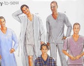 Simplicity D0588 - Easy Sew Guys' Sleepwear, Men's Loungewear - Robe, Pajamas, PJs, Sleep Shirt - Guys, Teens - Size XS - XL - UNCUT