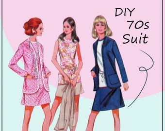 McCall's 2330 - Cool MOD Suit - Mini Skirt, Blouse, Jacket  - Very Breezy & Cool - Size 12 (Bust 34) - 1960s Vintage DIY Sewing Pattern