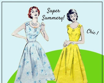Butterick 6574 - Beautiful 1950s Sundress with Button Details - Full, Flared Skirt - Size 14 (Bust 32) - Dreamy! - Fit and Flare - Dress DIY