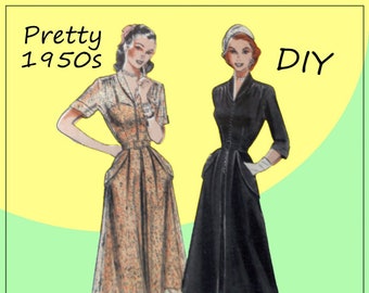 Butterick 5743 - Pretty Fit-and-Flare Dress - Vintage 1950s, Cocktail Dress, DIY - Dress, Hollywood Chic - Size 16 (Bust 34) - Full Skirt