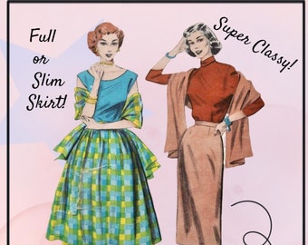 Butterick 6114 - Fabulous 50s Skirts and Stole - Amazing Vintage Pattern - Waist 28 - CLASSY Pattern - Fit and Flare, Rockabilly - Wiggle