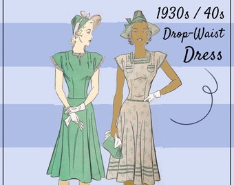 Advance 2256 - Rare 1930s / 1940s Drop-Waist Dress - Afternoon / Day Dress - Casual - 1939 - Size 14 (Bust 32) - Unprinted / Complete