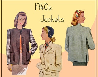 McCall 6374 - 1940s Boxy Jacket or Coat - Military Tailored Style - Size 12 (Bust 30) - Rare Vintage Pattern DIY Retro Fashion