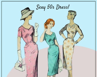 Butterick 8182 - Sexy Vintage 50s Slim Dress - Sheath - Curvy Size - Wiggle Dress - Size 18.5 (Bust 39) - Retro, Rockabilly, Va-VOOM DIY