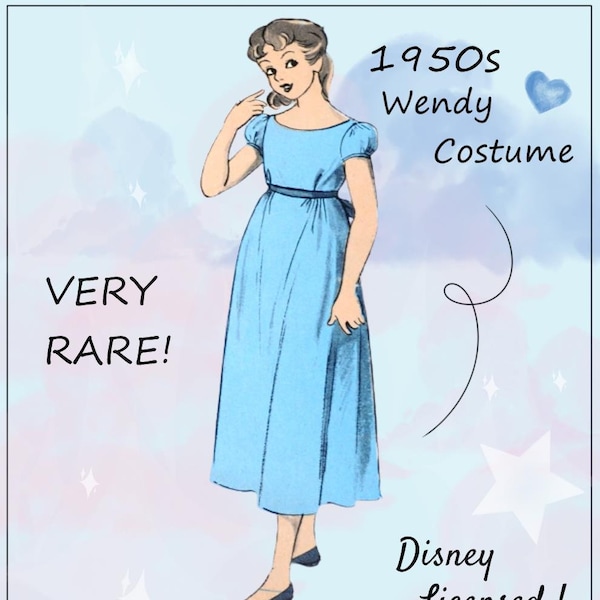 Advance 710 - RARE Disney Licensed Wendy Costume - Circa 1953 - Chemise de nuit / Robe - Cosplay - Halloween - Disneyana - Objet de collection - DIY