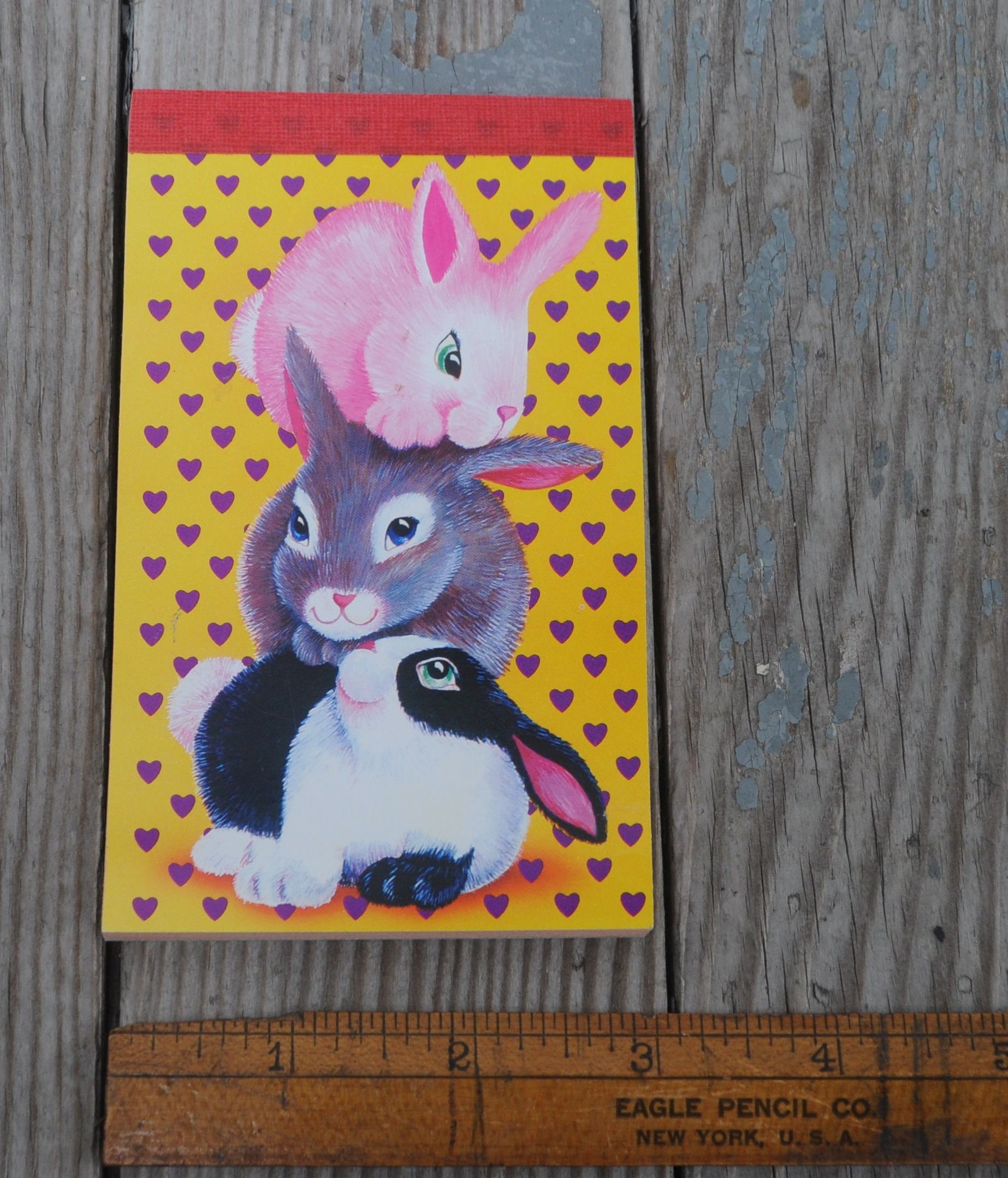 Vintage 1987 Lisa Frank Notepad - VERY RARE Bunny Rabbit Design