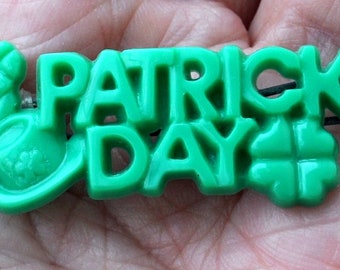 Vintage 1980s Barrettes - St. Patrick's Day - 1980s- Good Lucky, 4-Leaf Clover, Hat / CUTE, Kawaii, Decora, Etc. - RARE - Hard to Find