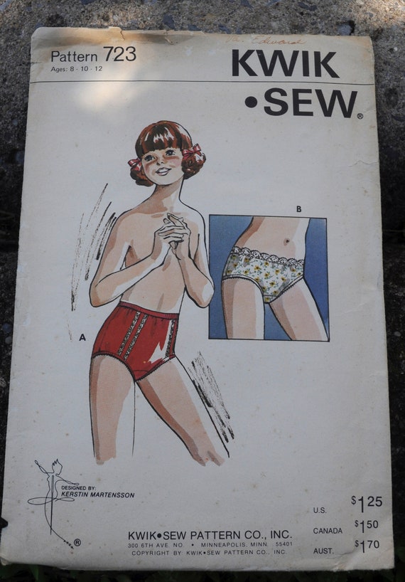 Kwik Sew 723 DIY Girls' Panties / Underwear High Waisted or Hip Hugger  Tweens Size 8 10 12 UNCUT Girly, Cute 