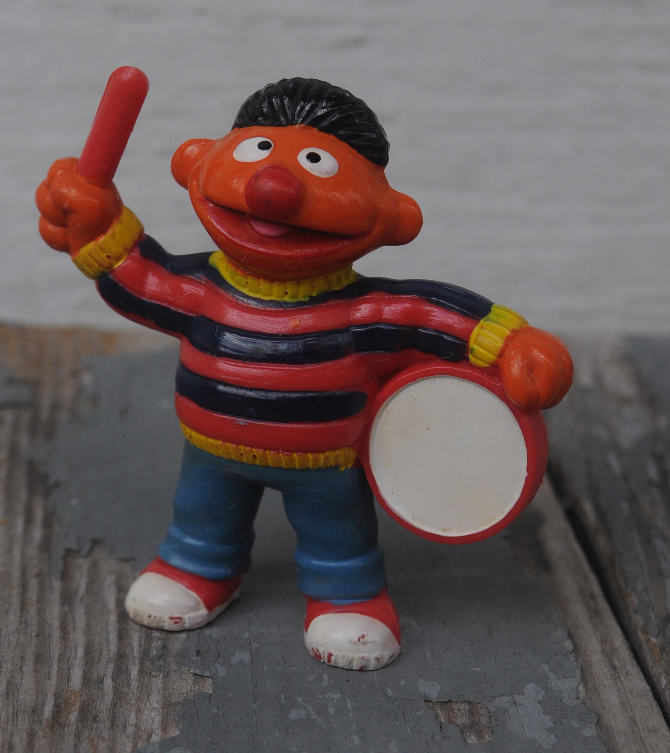 Vintage Sesame Street PVC Miniature - Ernie W/ Drum - by Tara Toy