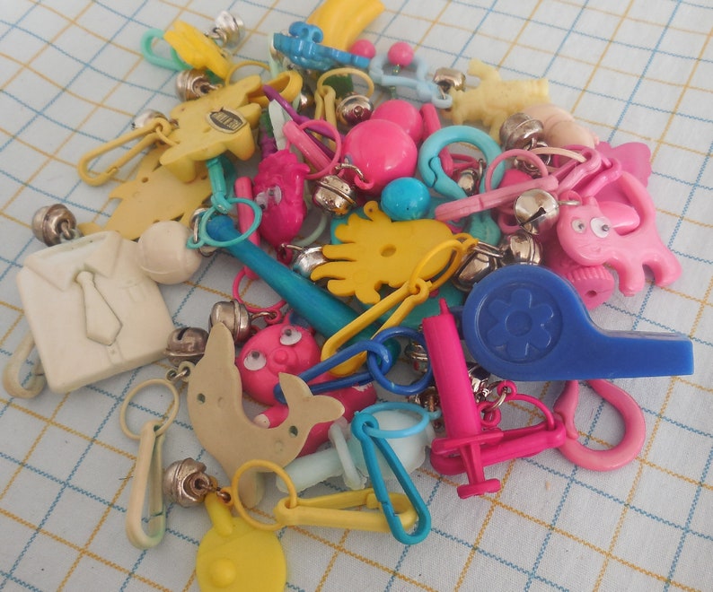 1980s Bell Charm Blue Pacifier - Kitsch - Plastic Jewelry - Clip Charm ...