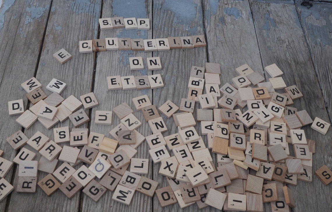 Large Lot of BOLD Wooden Letter Tiles / Scrabble Tiles / Spelling ...