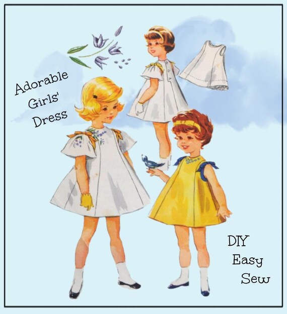 Mccall's 2296 - Adorable Girls' Dress DIY - Princess Seams, Flutter  Sleeves, Floral Applique - Size 6 - 1950s - Slip Too - Cute / Kawaii - Etsy