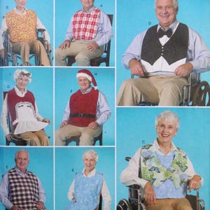 Simplicity 2687 - Novelty Bibs / Aprons for Adults - Wheelchair User - Santa Claus, Mrs. Santa Clause, Tuxedo, Prom - UNCUT