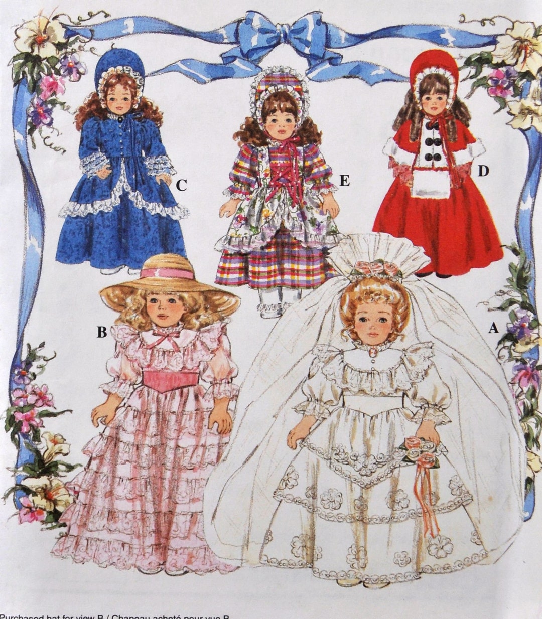 Simplicity 8766 DIY Fancy Doll Dresses American Girl or Similar 18 Dolls Victorian, Cape, Coat