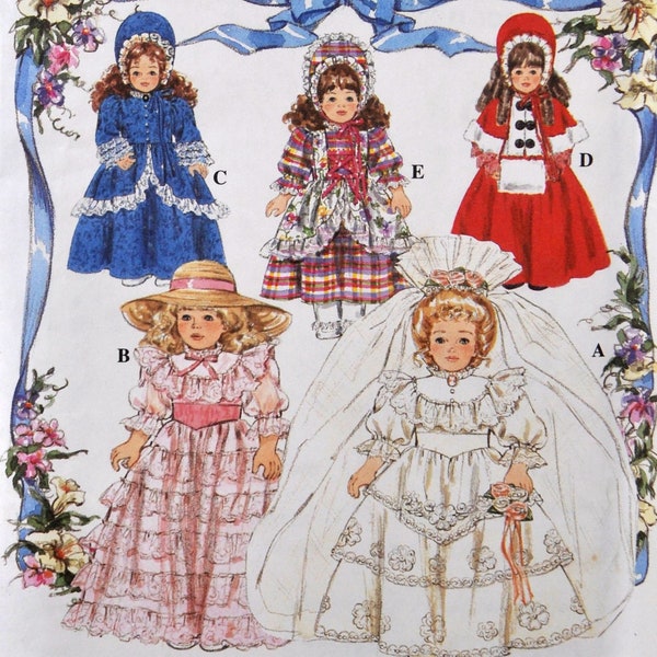 Simplicity 8766 - DIY Fancy Doll Dresses - American Girl or Similar 18" Dolls - Victorian, Cape, Coat, Wedding Gown, Samantha - UNCUT