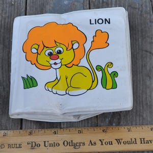 Vintage 1980-tals Evenflo mjuk djurbok - Badkarsbok - Söt / Kawaii - Flytande plast