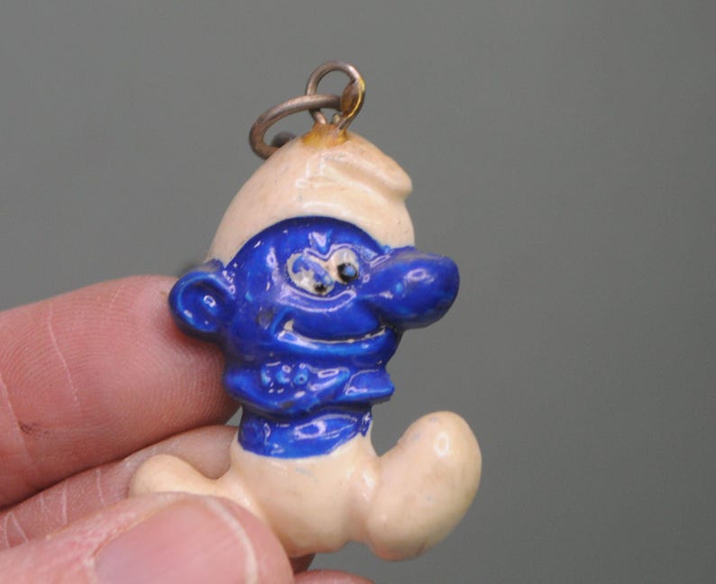Vintage 1980s Smurfs Keychain / Pendant / Zipper Pull / Charm / Key Fob ...