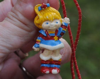 Vintage 1980s Rainbow Brite Ponytail Holder Plastic Decoration - Cabochon - Glue-On - RARE