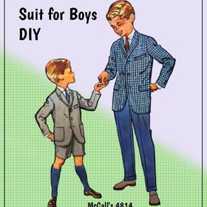 McCall's 4814 - DIY Boy's Suit w/ Short or Long Trousers - Jacket, Pants - Easter Suit - 1950s - Size 6