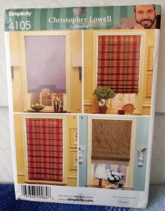 Simplicity 4105 Christopher Lowell Shades Blinds Diy Window Decor Home Decor Stylish Designer Interior Design Uncut