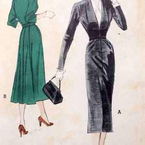 Butterick 5449 Sexy 1950s Tailored Dress Suit Dress Fit and Flare Wiggle Dress Pencil Skirt Size 18 Bust 36 Shawl Collar image 5