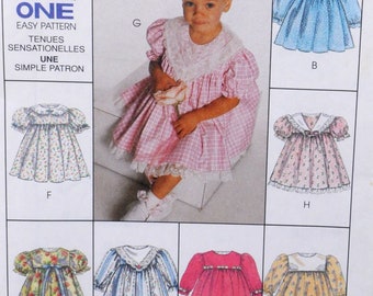 McCall's 8571 - DIY Versatile Dress for Toddler Girls - Frilly Easter Dress, Christmas Dress, Birthday Party Dress - Size 1, 2, 3 - UNCUT