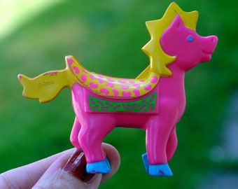 Vintage Wee Wild Things Prancy Nancy Horse / Pony - Tiny Neon Retro Carousel Horse