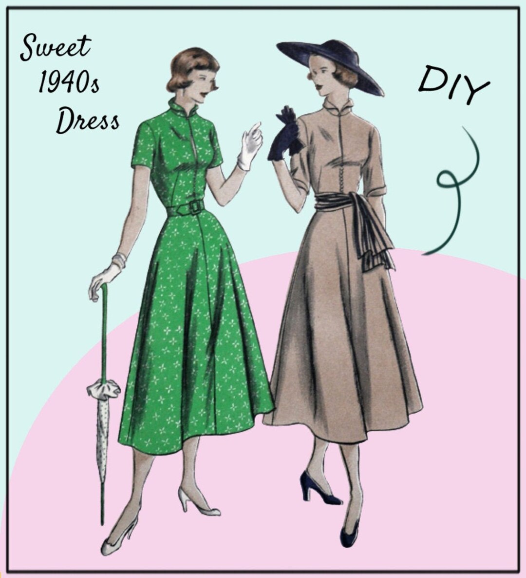 Vogue 3294 RARE 1940s Dress DIY Fit and Flare Full Skirt - Etsy