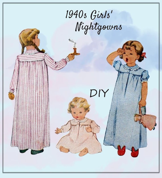 Mccall 6309 Vintage 1940s Toddler Girls' Nightgowns Size 2 Sleepwear,  Pajamas, Pjs Cute Sweet Illustration Child's Room Decor 