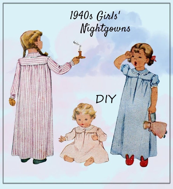 Mccall 6309 Vintage 1940s Toddler Girls' Nightgowns Size 2 Sleepwear,  Pajamas, Pjs Cute Sweet Illustration Child's Room Decor 