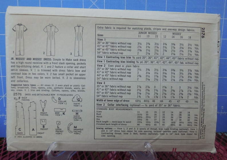 Simplicity 2576 Classy 1950s Dress Wear It 3 Ways Size - Etsy
