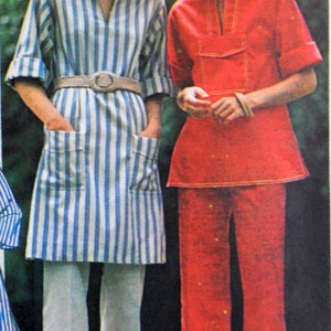 Simplicity 7250 Cute Easy Sew 1970s Dress, Tunic, Pants, Etc. Pockets, Boho / Hippie Size 10 Bust 32.5 UNCUT Shirtdress image 3