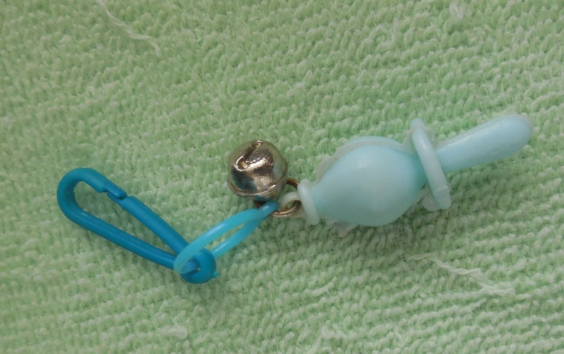 1980s Bell Charm Blue Pacifier - Kitsch - Plastic Jewelry - Clip Charm ...