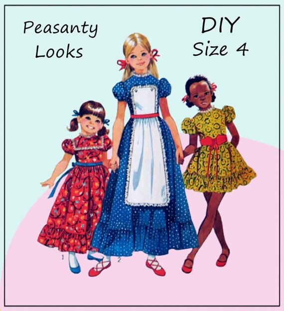 Simplicity 9732 - Cute Girls' Dresses in 3 Styles - Peasant Look - Flower  Girl - Party Dress - Size 4 - Hippie, Boho, Holly Hobbie Costume - Etsy