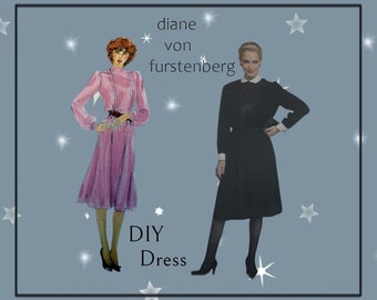 Vogue 2632 - Diane Von Furstenberg 1970s Vintage Dress DIY - Sewing Pattern - Dressy, Office, Tucked Bodice - Size 8 (Bust 31.5")